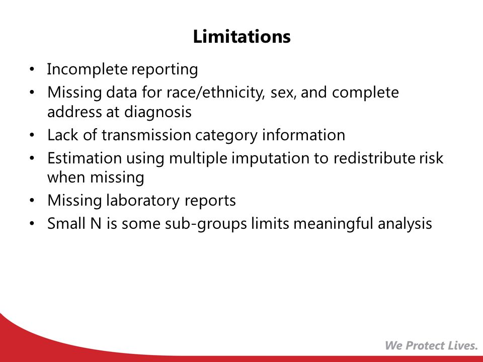 Limitations Incomplete reporting