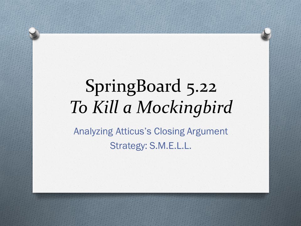 SpringBoard 5.22 To Kill a Mockingbird