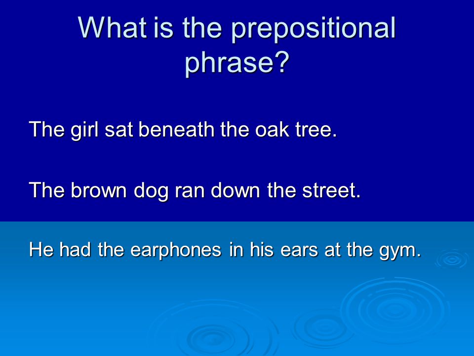 What is the prepositional phrase