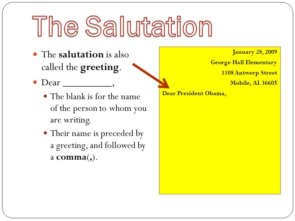 parts of a letter salutation