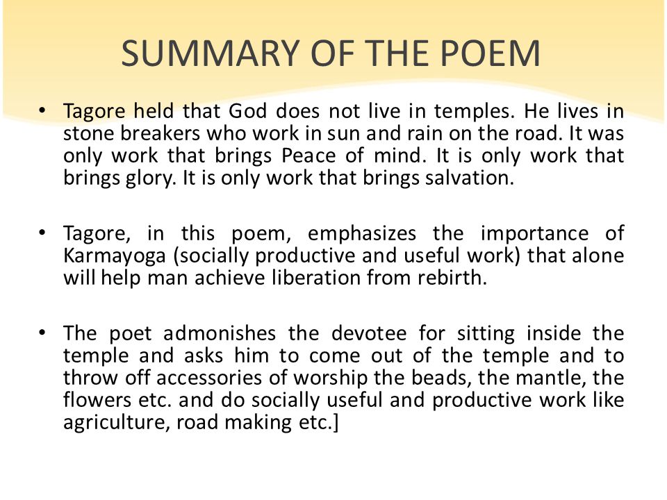 the devotee by rabindranath tagore summary