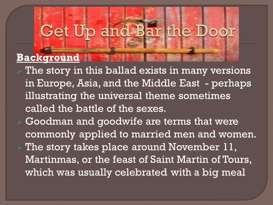 Lord Randall Get Up And Bar The Door Edward Edward Ppt