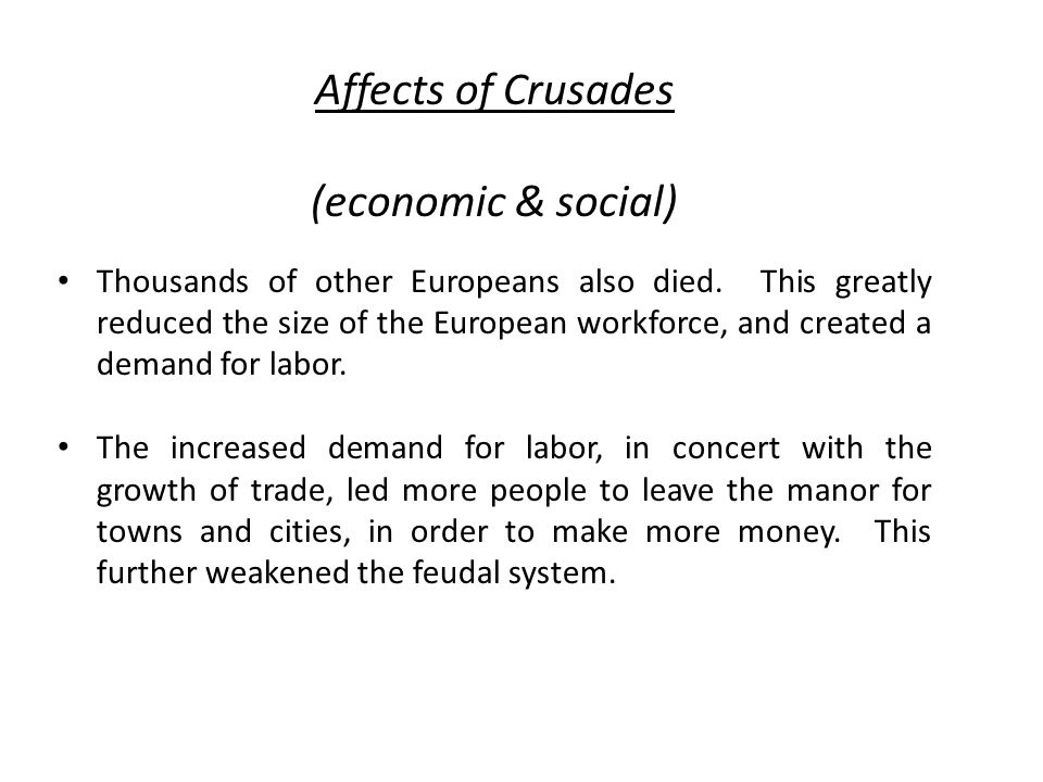 Affects of Crusades (economic & social)