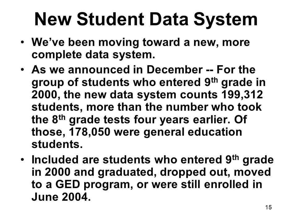 New Student Data System