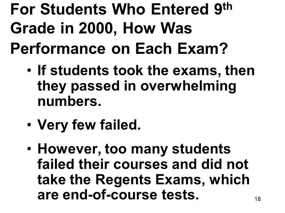 For Students Who Entered 9th Grade in 2000, How Was Performance on Each Exam