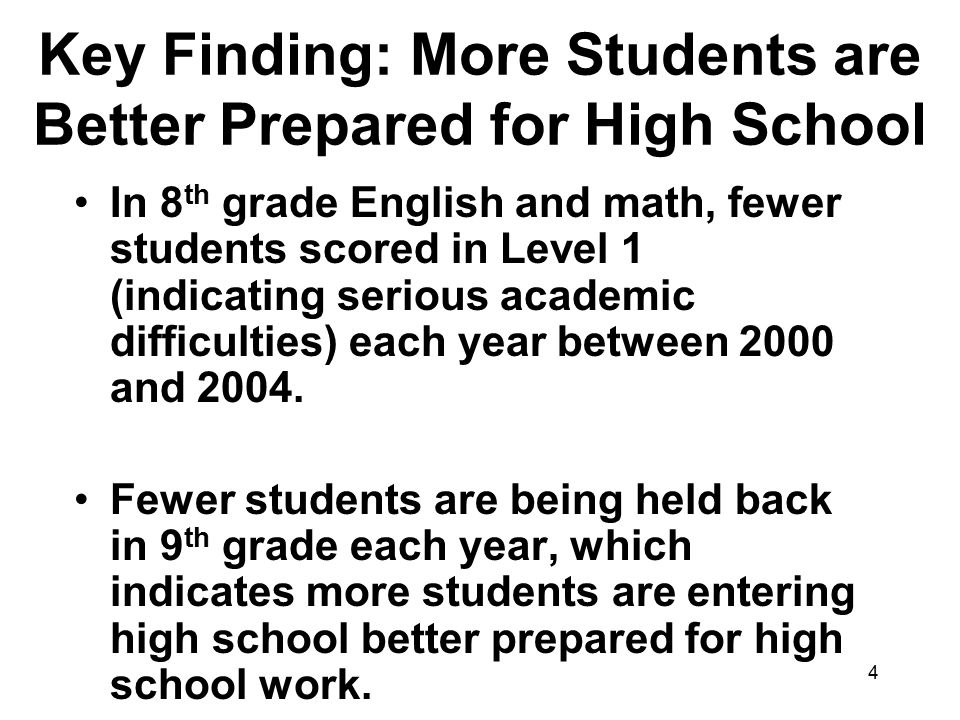 Key Finding: More Students are Better Prepared for High School