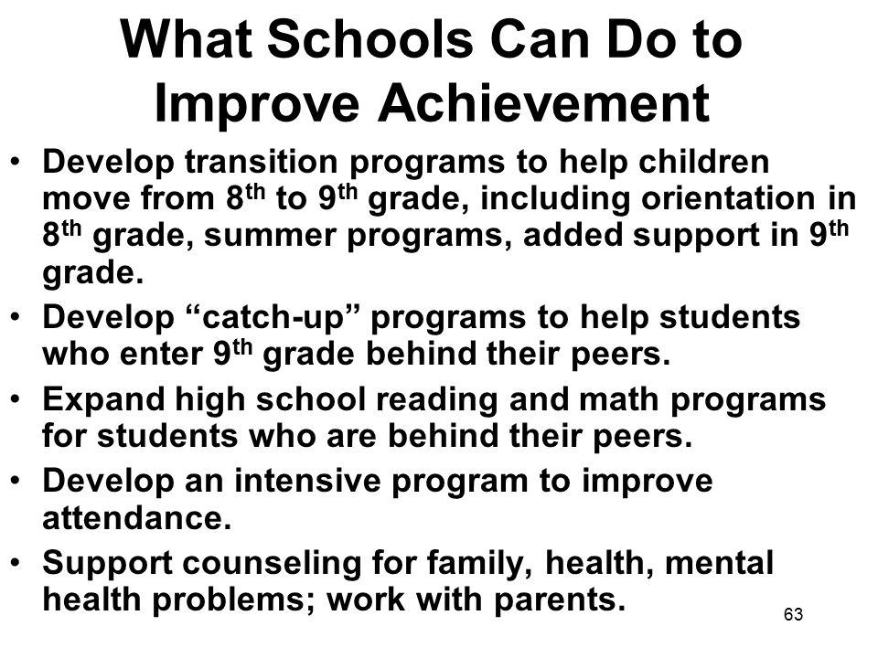 What Schools Can Do to Improve Achievement