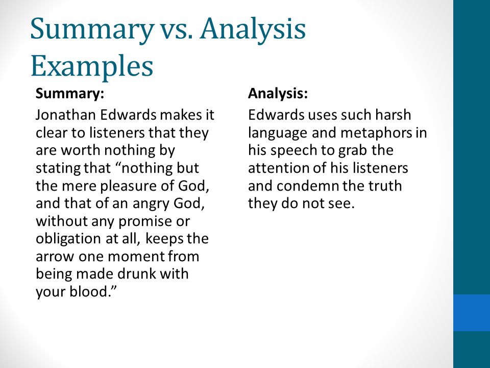 analysis vs summary examples
