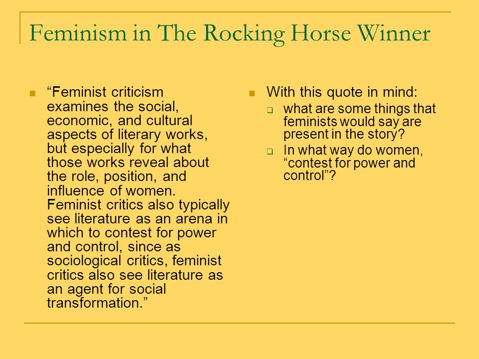 Feminism in The Rocking Horse Winner