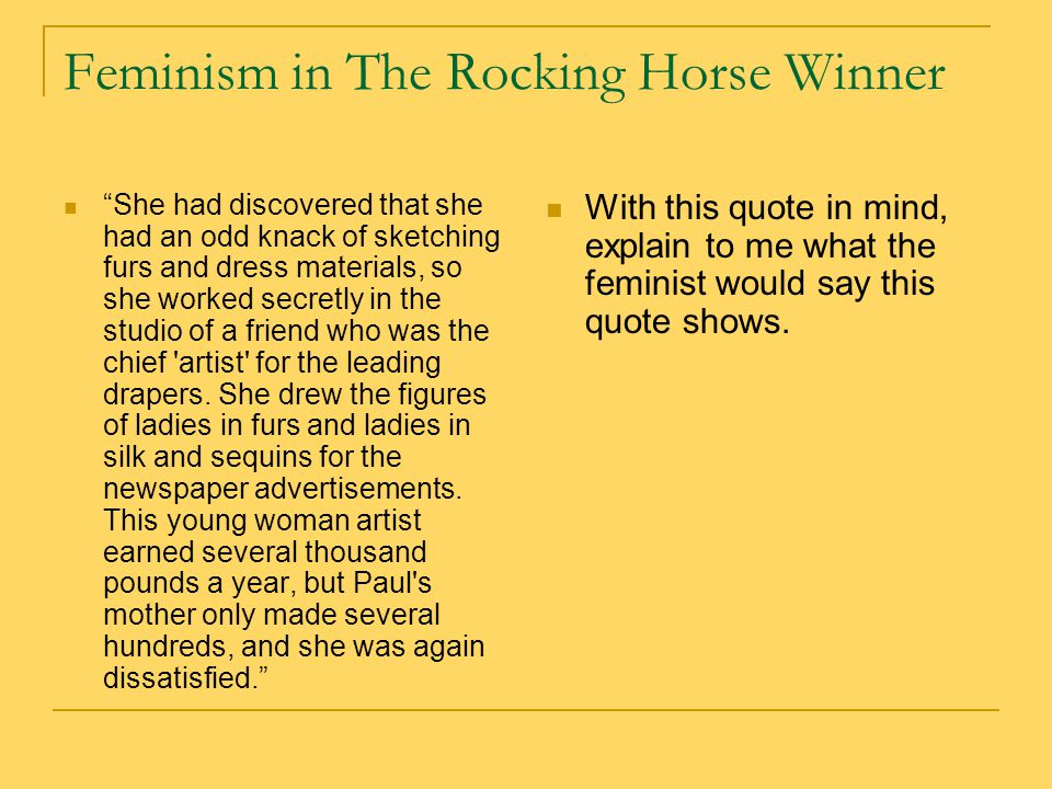 Feminism in The Rocking Horse Winner