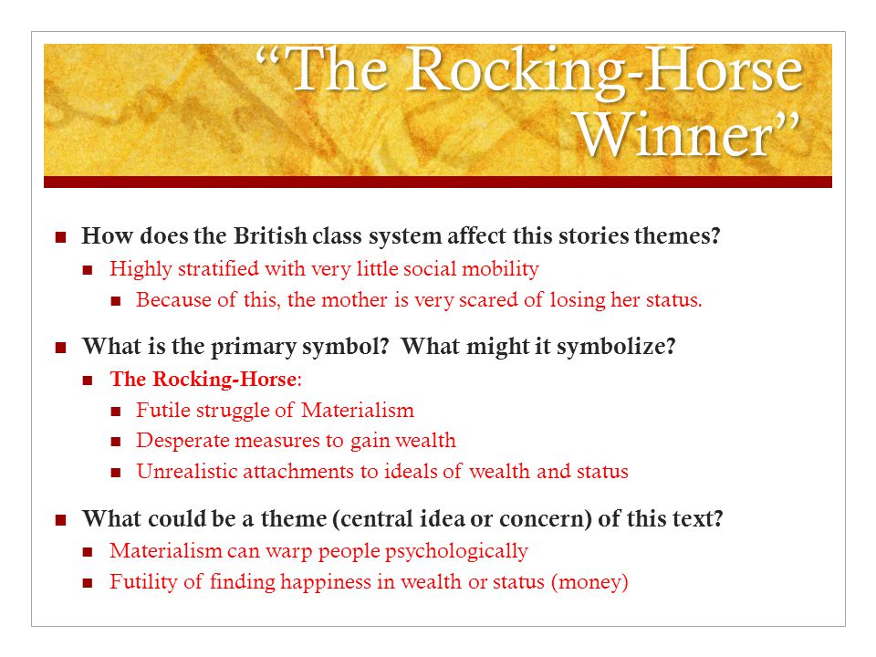 the rocking horse winner setting