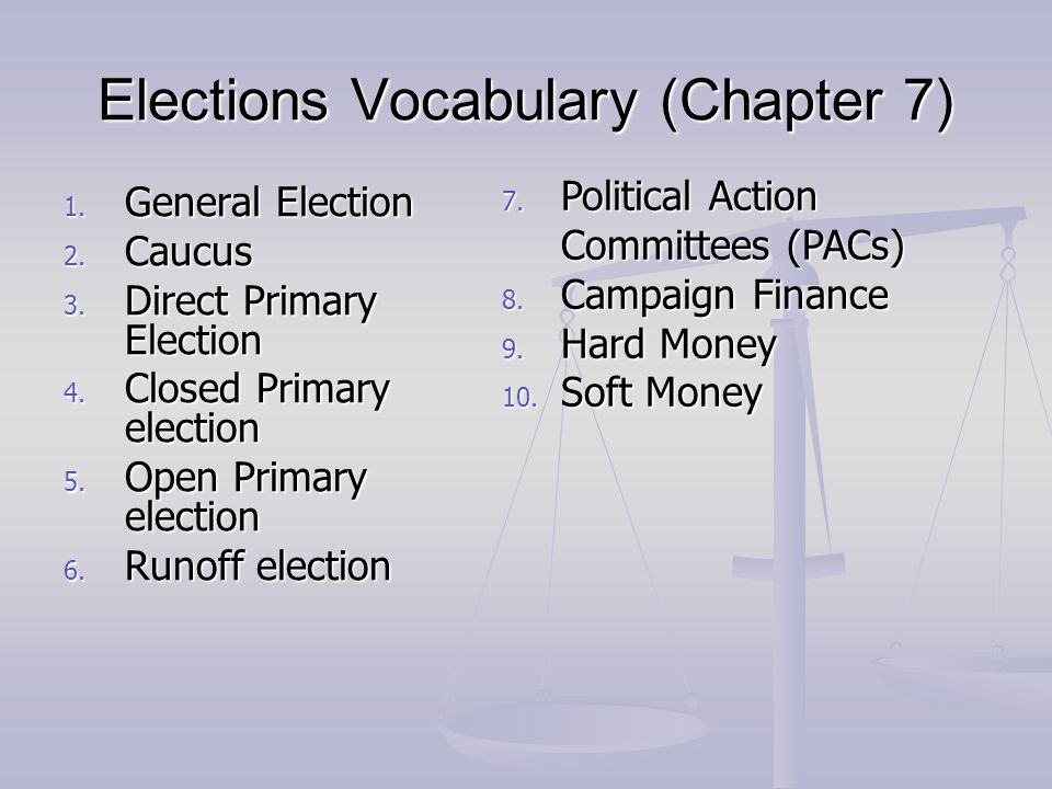 Elections Vocabulary (Chapter 7)