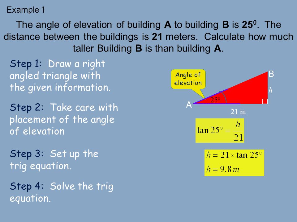 Step 1: Draw a right angled triangle with the given information.