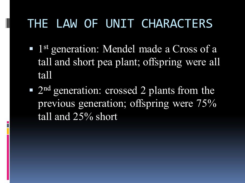 THE LAW OF UNIT CHARACTERS