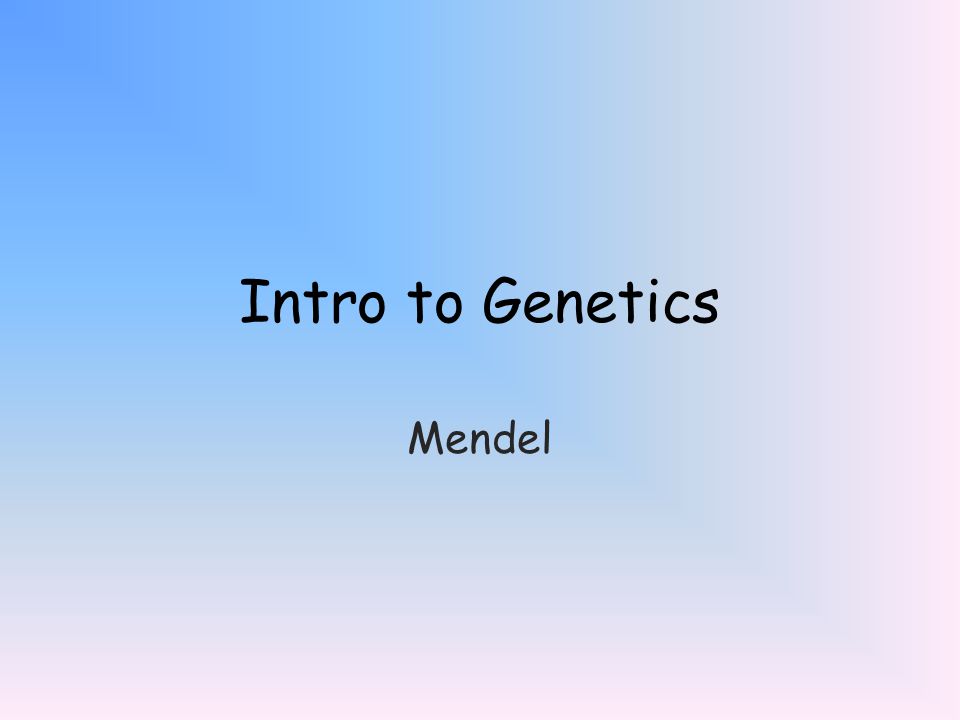 Intro to Genetics Mendel