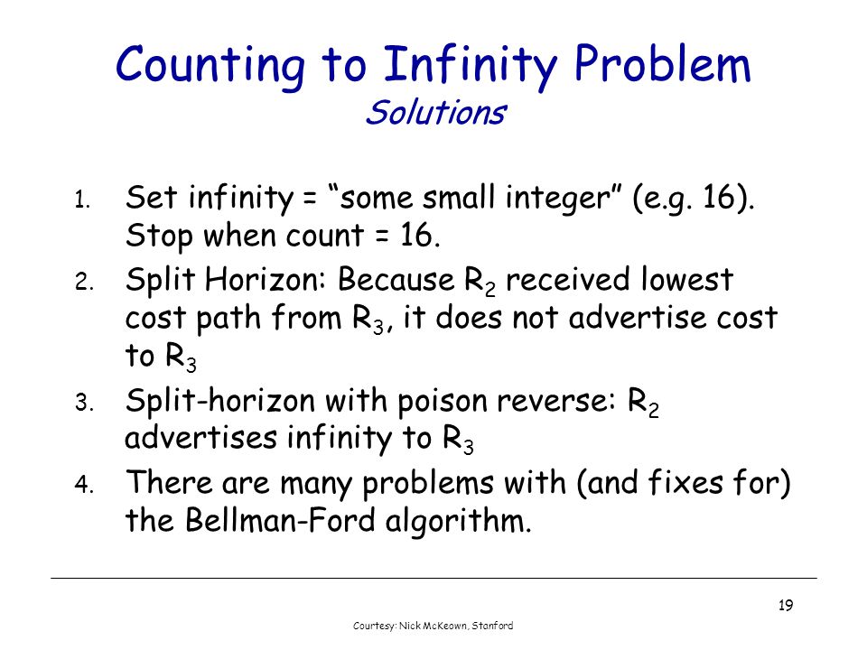 Counting to Infinity Problem Solutions