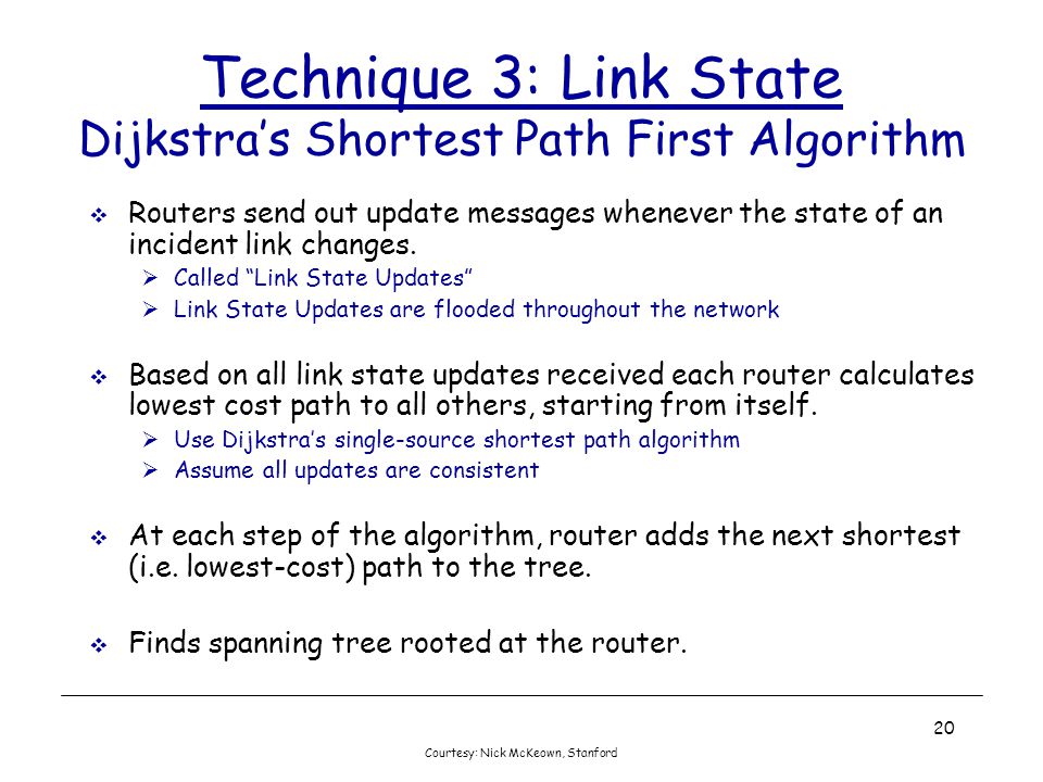 Technique 3: Link State Dijkstra’s Shortest Path First Algorithm