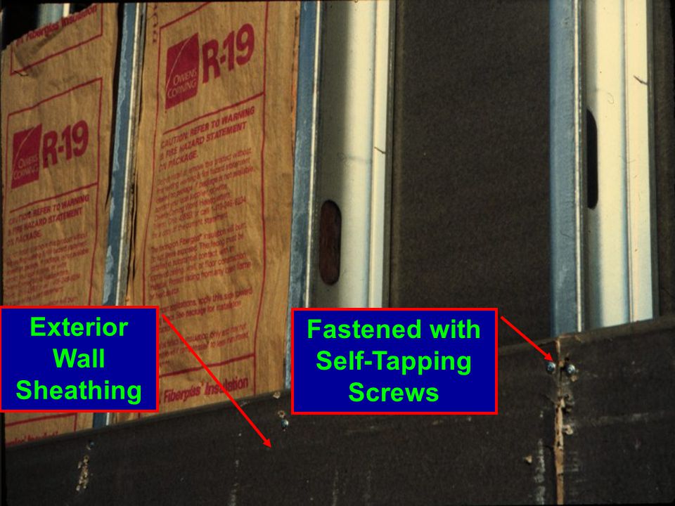 Exterior Wall Sheathing Fastened with Self-Tapping