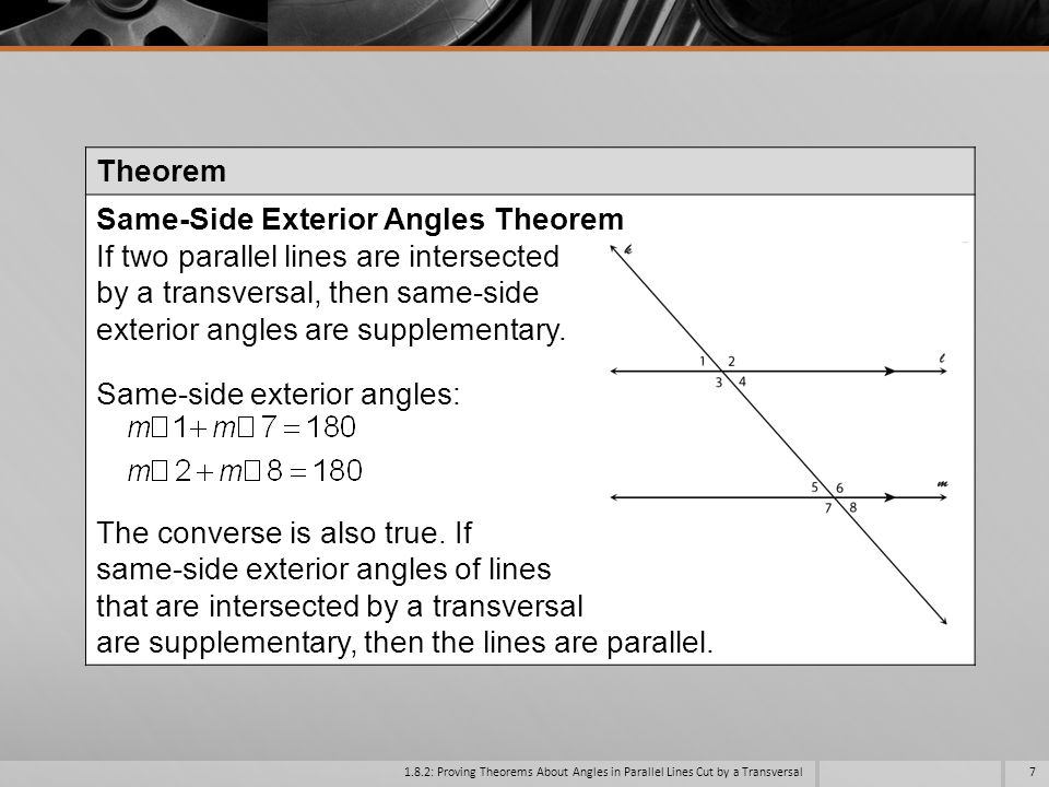 Proving Theorems About Angles In Parallel Lines Cut By A