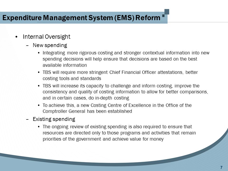 Expenditure Management System (EMS) Reform
