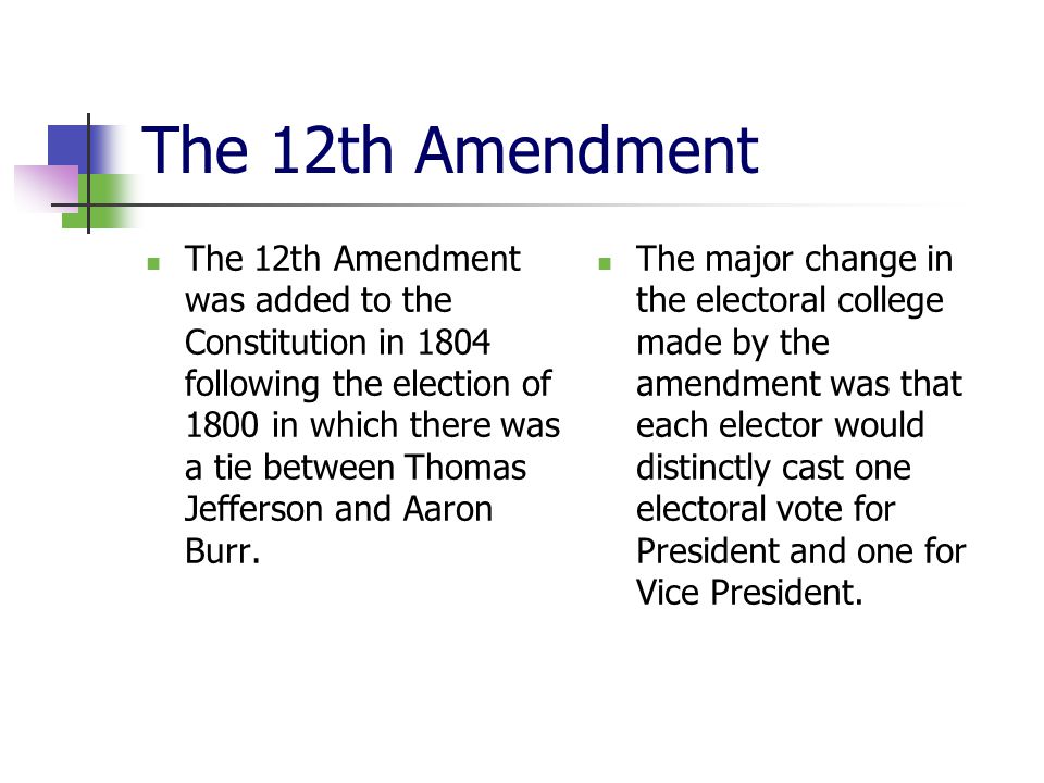 Why the 12th Amendment?