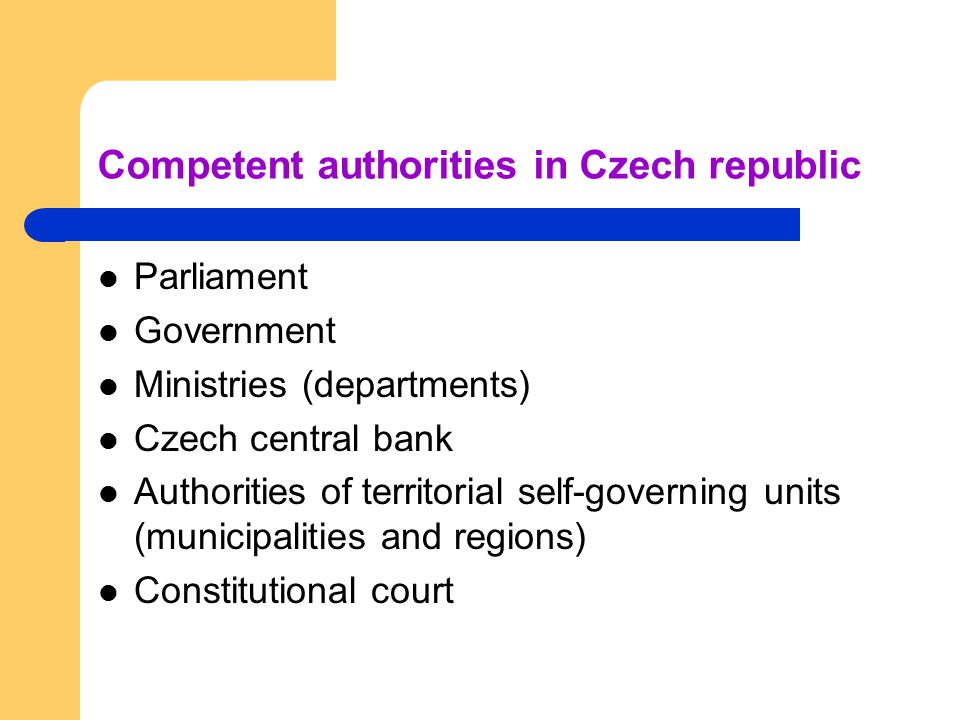 Competent authorities in Czech republic