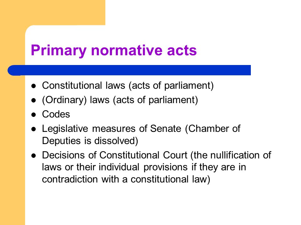 Primary normative acts
