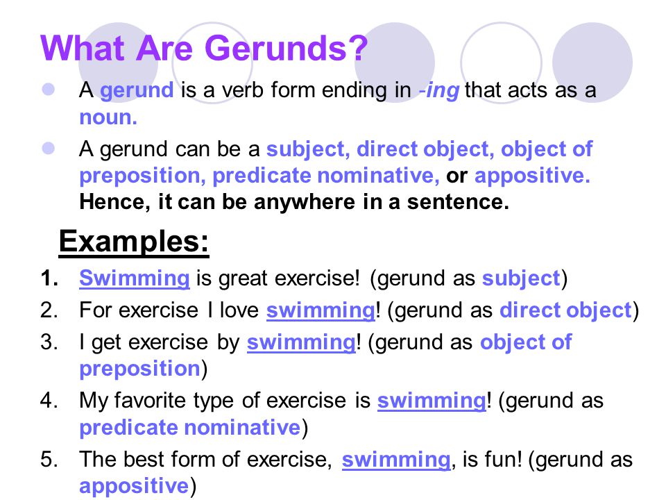 What Are Gerunds Examples: