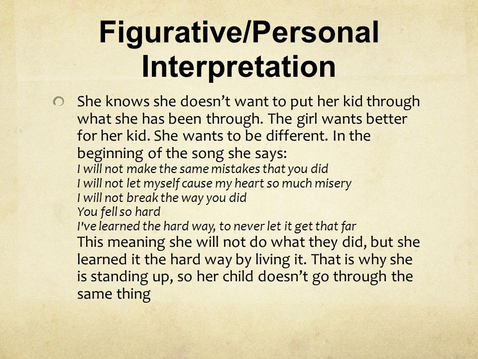 Figurative/Personal Interpretation