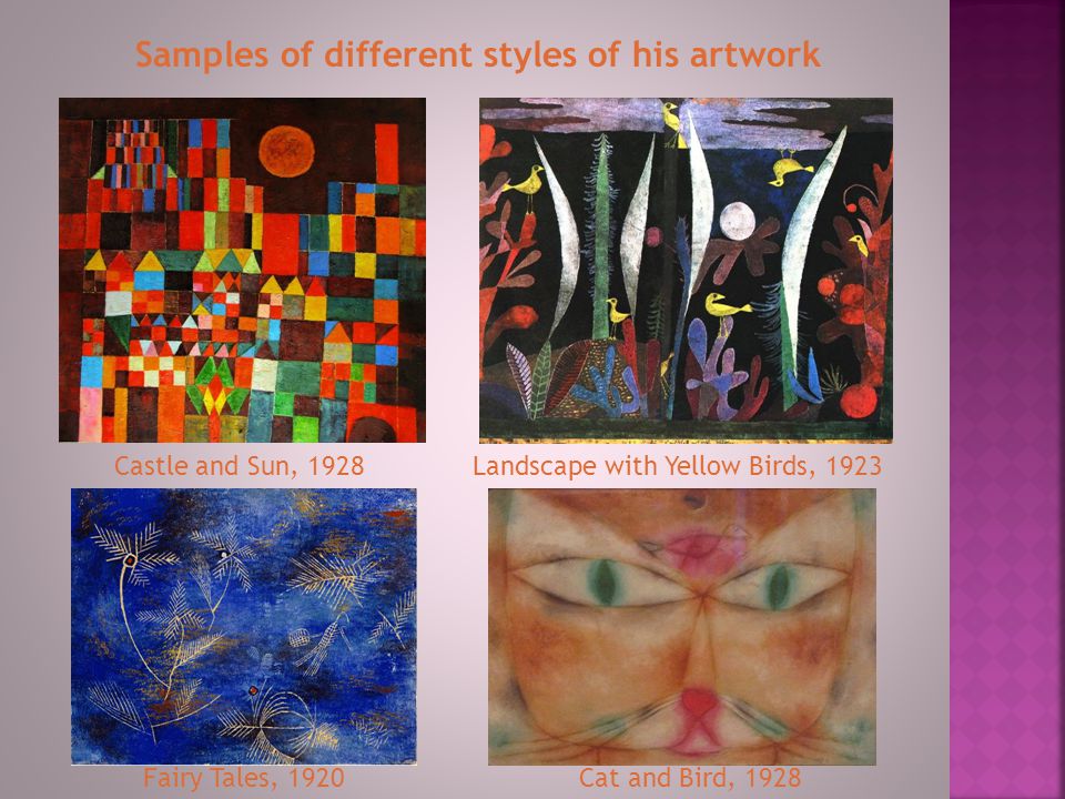Samples of different styles of his artwork