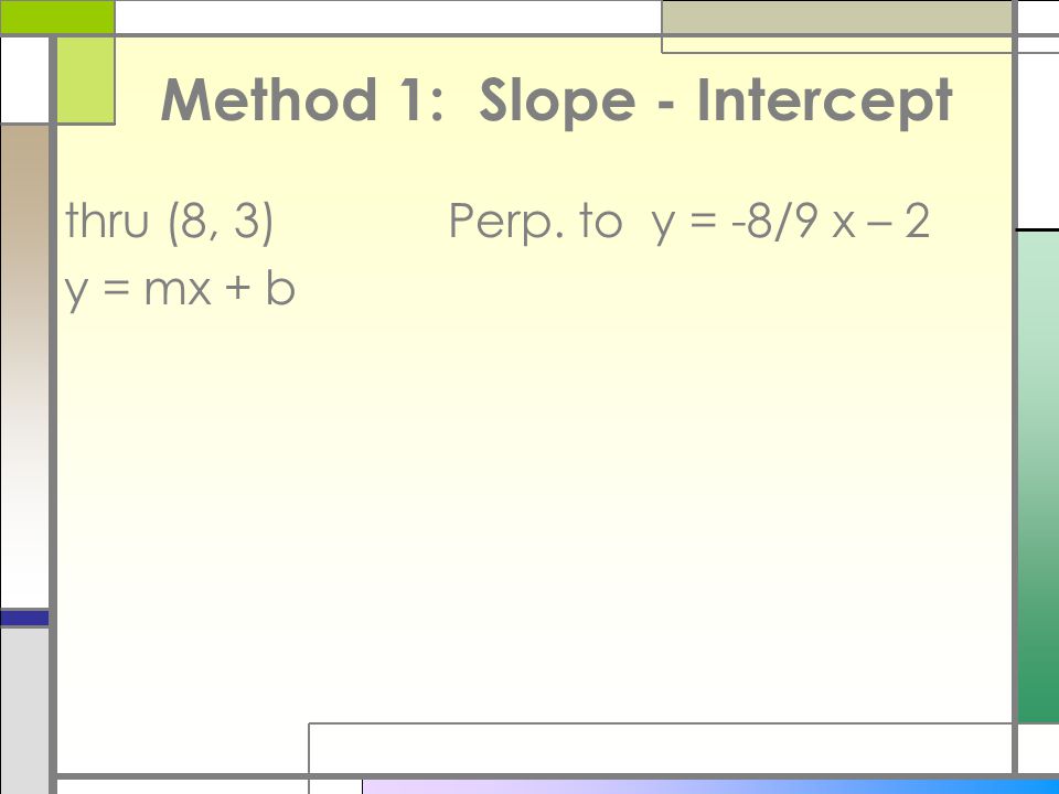 Method 1: Slope - Intercept