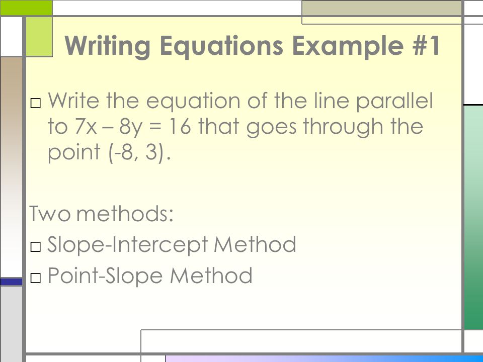 Writing Equations Example #1