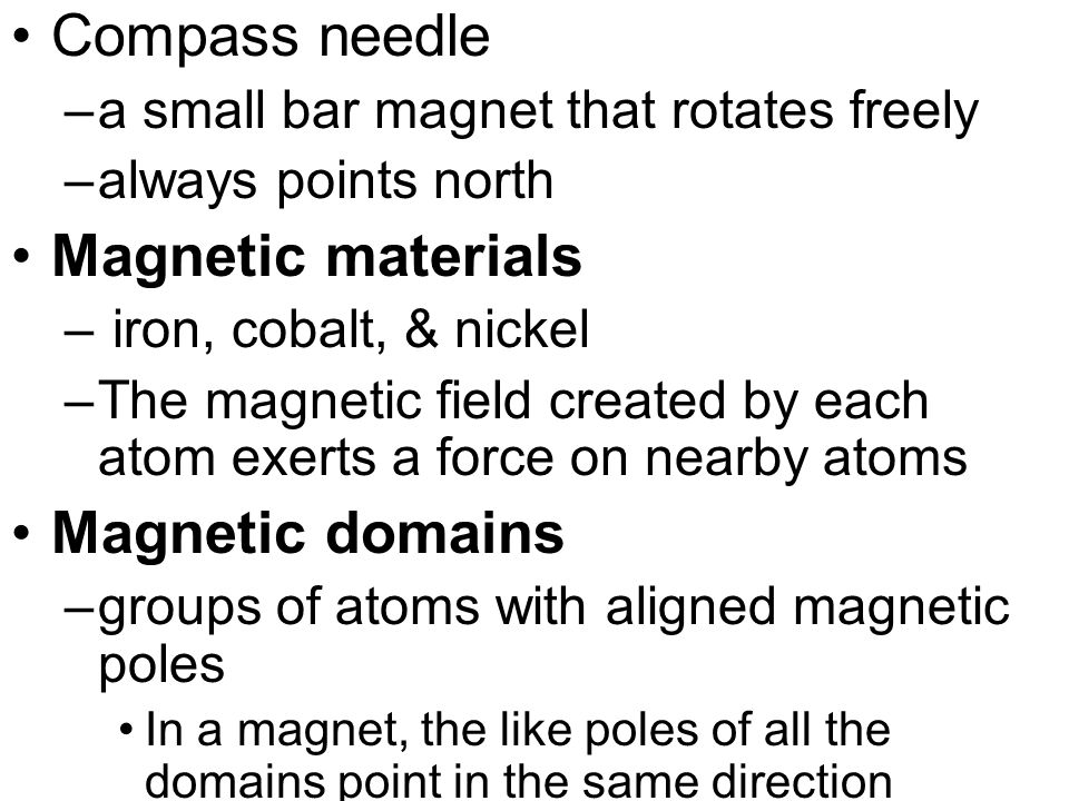 Compass needle Magnetic materials Magnetic domains