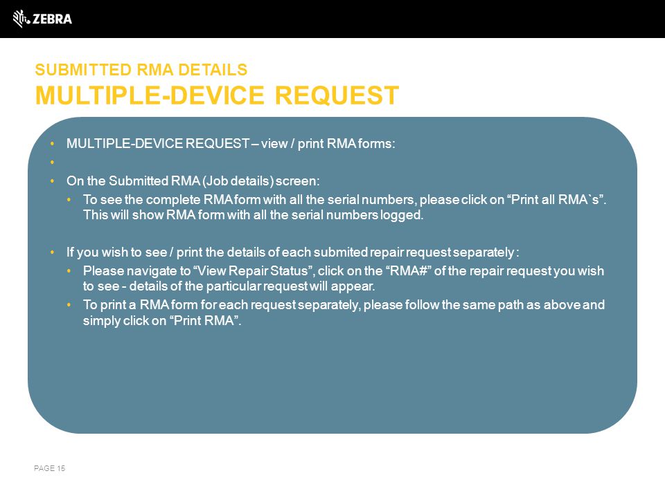 SUBMITTED RMA DETAILS MULTIPLE-DEVICE REQUEST