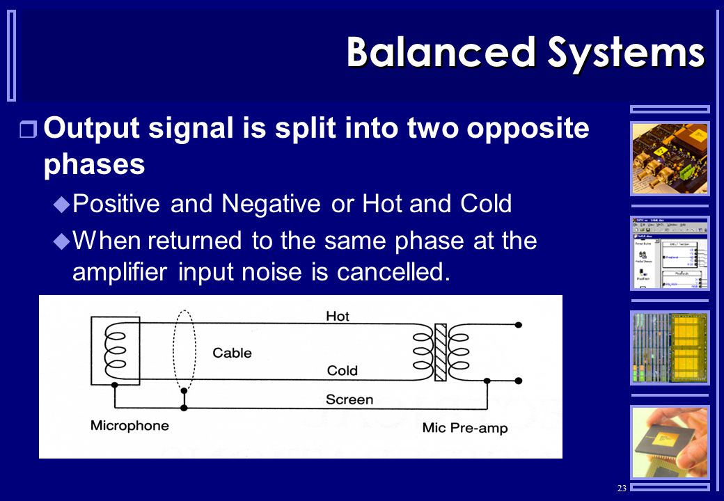 Balanced Systems Output signal is split into two opposite phases