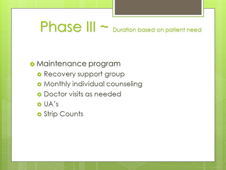 Phase III ~ Duration based on patient need