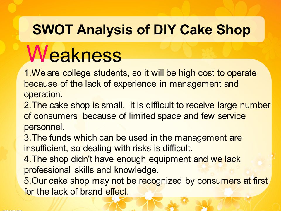 SWOT Analysis of DIY Cake Shop