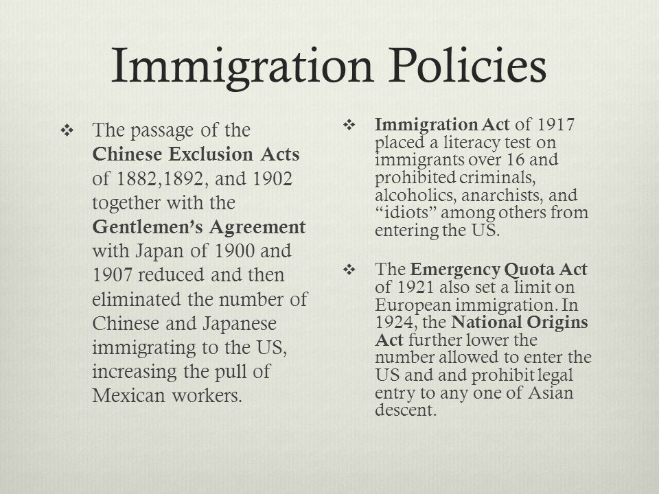 Immigration Policies