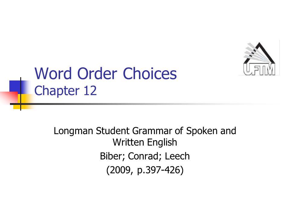Word Order Choices Chapter 12