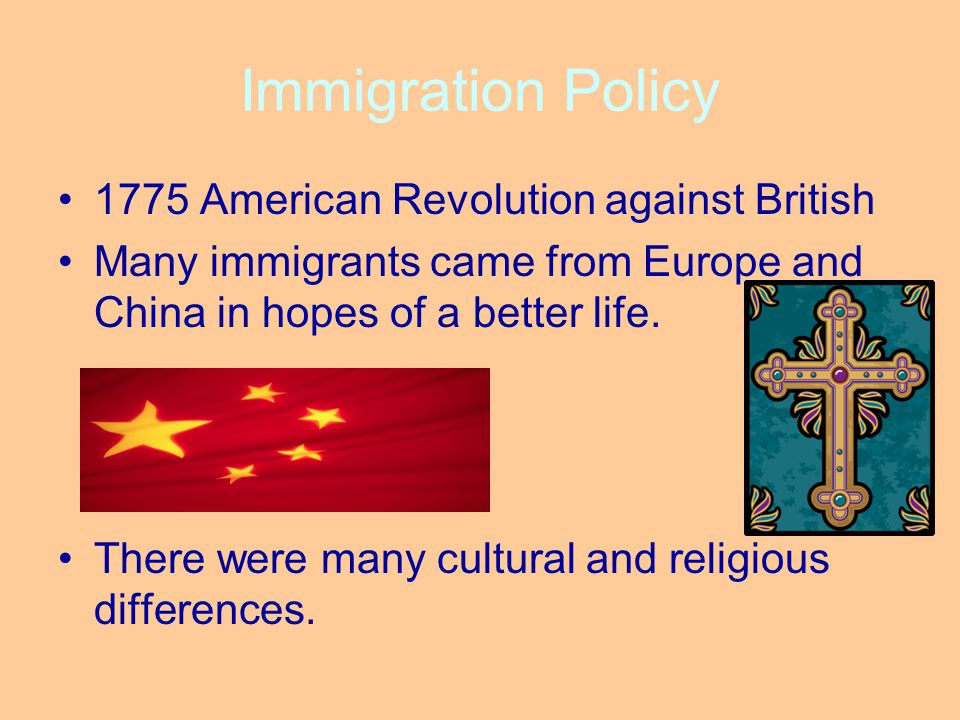 Immigration Policy 1775 American Revolution against British