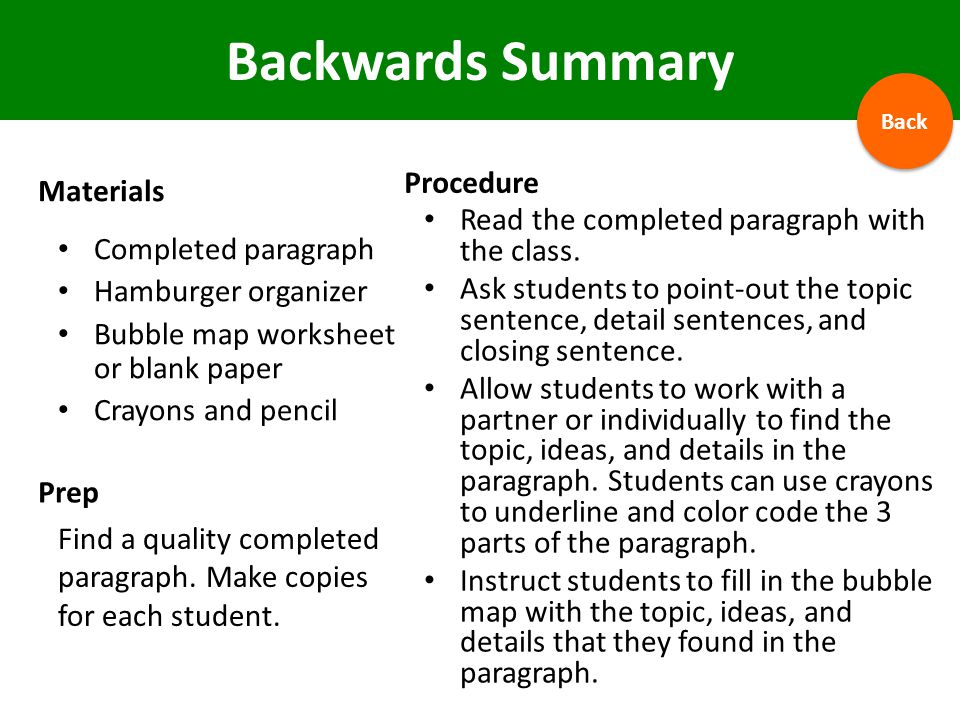 Backwards Summary Procedure Materials