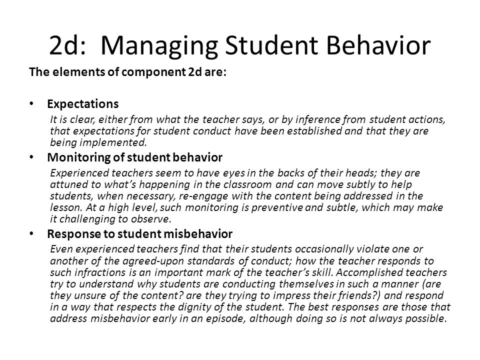 2d: Managing Student Behavior