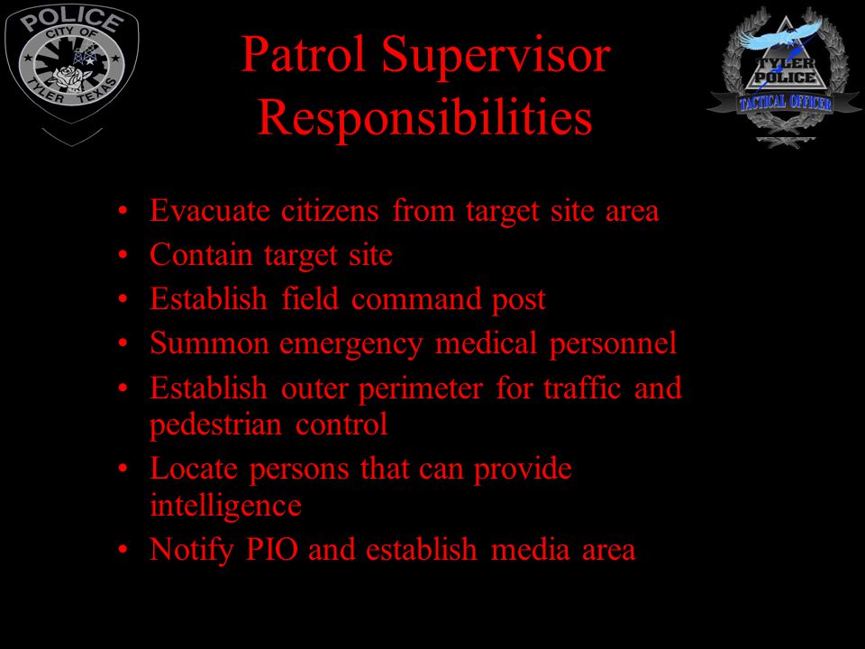Patrol Supervisor Responsibilities