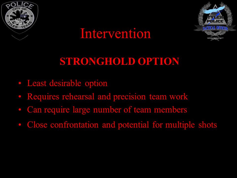 Intervention STRONGHOLD OPTION Least desirable option