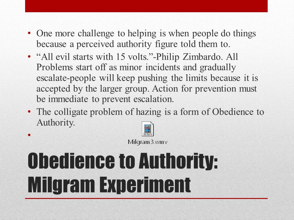 Obedience to Authority: Milgram Experiment