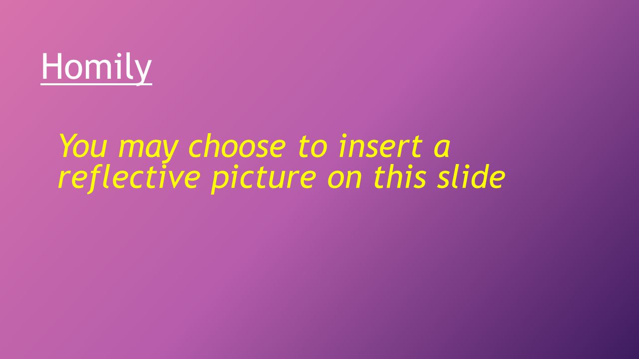 Homily You may choose to insert a reflective picture on this slide