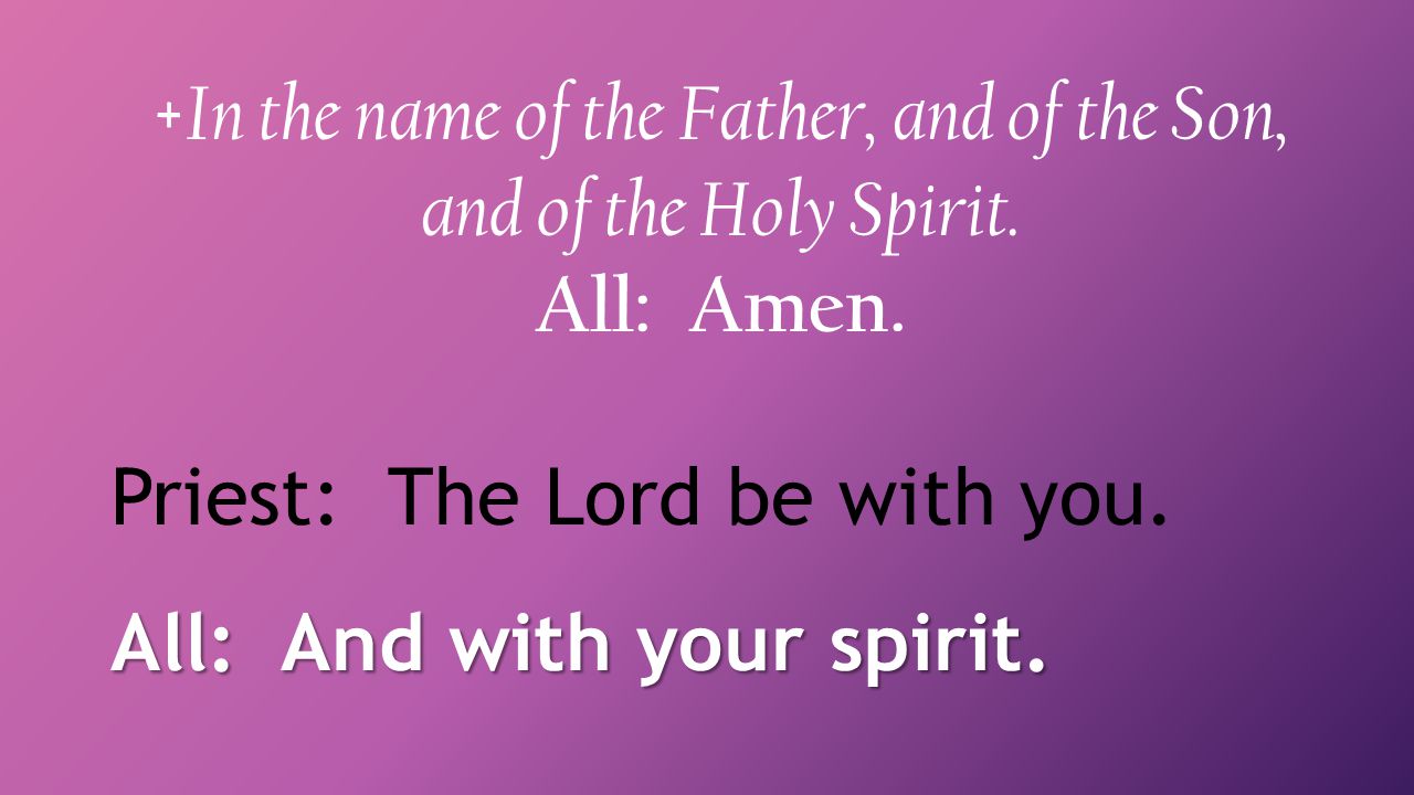 +In the name of the Father, and of the Son, and of the Holy Spirit.