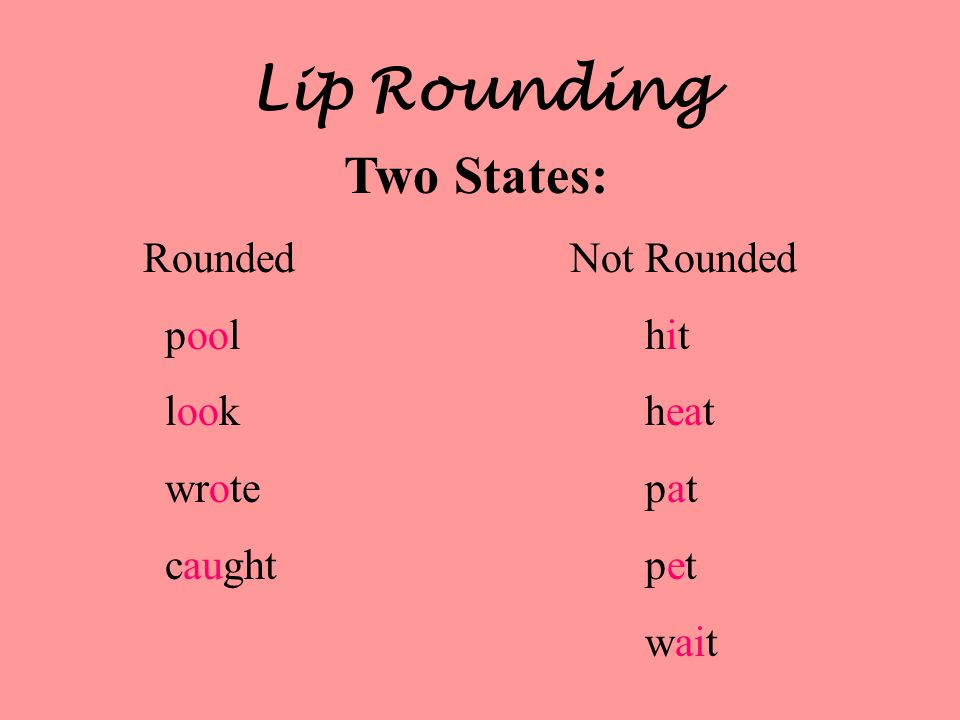 Lip Rounding Two States: Rounded Not Rounded pool hit look heat