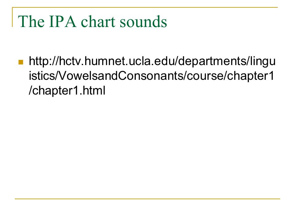 The IPA chart sounds