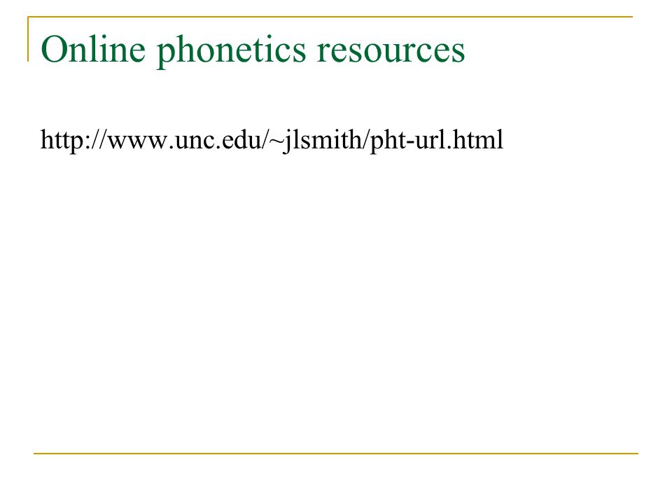 Online phonetics resources